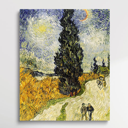 Road with Cypress and Star - Paint by Numbers by Van Gogh